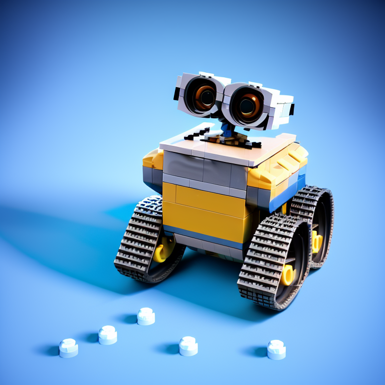 Decorative image of a Lego robot generated with Stable Diffusion